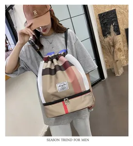 Sac à dos étanche multifonctionnel à cordon grande capacité sac de voyage sport fitness femme
