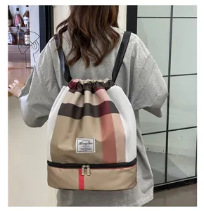 Sac a dos etanche a cordon multifonctionnel pour femmes grande capacite de sport tendance
