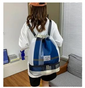 Sac à dos imperméable cordon grande capacité sac de sport femme voyage fitness multifonction