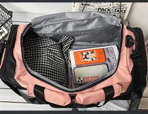 Large capacity travel duffel bag pink fitness gym bag casual messenger bag for women