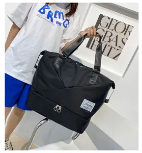 Waterproof large capacity travel duffel bag with bottom shoe compartment for gym fitness