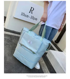 Vue détaillée du sac de voyage pliable de grande capacité, léger et étanche pour voyage.