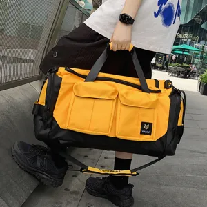Large capacity travel duffel bag for men and women, outdoor fitness bag with shoulder strap.