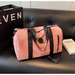 Sac de voyage rose grande capacité sac de sport imperméable sac de fitness vue détaillée