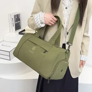 Sac de voyage vert olive grande capacité sac de sport de fitness avec bandoulière réglable