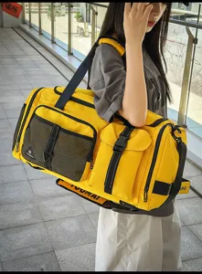 Large capacity yellow travel duffel bag for men and women sports commuting casual backpack