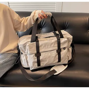 Grote reistas plunjezak lichtgrijs casual schouderhandtas voor heren en dames reizen