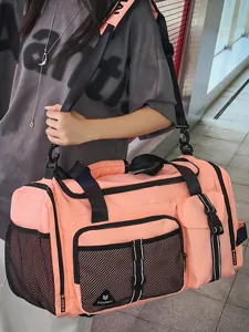 Large capacity travel duffel bag pink sports gym backpack for women and men daily commute