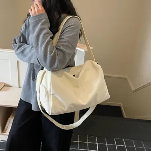 Large capacity canvas fitness travel bag casual shoulder duffel bag for women daily commute
