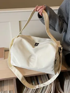 Casual canvas duffel bag large capacity travel fitness shoulder bag for women lightweight