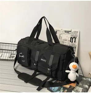 Black travel duffel bag large capacity waterproof gym sports bag for men and women detail