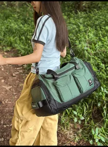 Outdoor multi-functional travel gym duffel bag with dry wet separation and large capacity.