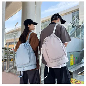 Large capacity drawstring sports backpack for basketball, badminton, and fitness gym use.