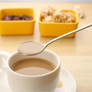 Stainless steel long handled spoon for coffee stirring, office dessert use, single piece sale.