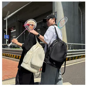 Large capacity sports drawstring backpack for basketball, badminton, and fitness gym use.