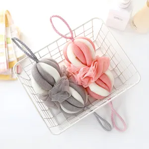 Long strip mesh bath sponge soft loofah shower ball for body washing and daily cleaning
