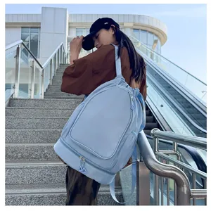 Large capacity light blue drawstring sports backpack for fitness, basketball, and daily use.