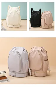 Large capacity drawstring backpack sports fitness bag multi-color casual school bag for daily use.