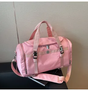 Pink travel duffel bag large capacity gym bag lightweight sports bag for women fitness yoga.