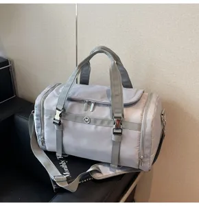 Large capacity gray travel duffel bag lightweight gym sports bag with shoulder strap