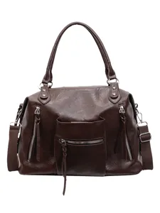 Stijlvolle bruine dames shopper tas met grote capaciteit, veelzijdige reis schoudertas.