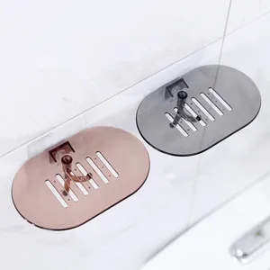 Wall-mounted soap dish for bathroom, punch-free soap holder with drain design, 2pcs