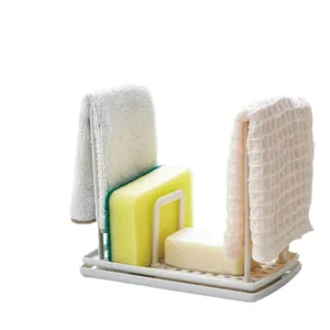 Kitchen sponge holder dishcloth rack sink caddy plastic drainer storage organizer