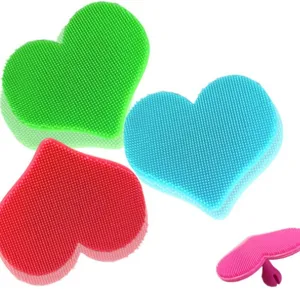 Heart Shaped Silicone Facial Cleansing Brush Soft Bristles Exfoliating Scrub Brush For Face Cleaning Makeup Removal Bath