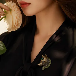 Retro vos broche legering strass dier speld voor pak jas mode accessoire stijlvolle sieraad