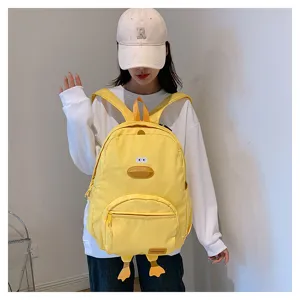 Zaino giallo a forma di anatra per donne e ragazze, borsa scolastica casual con tasche multiple.