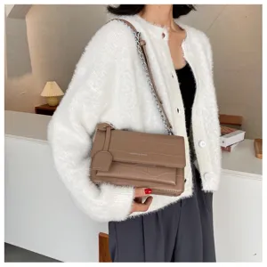 Stylish women crocodile pattern shoulder bag chic PU leather crossbody bag with chain strap
