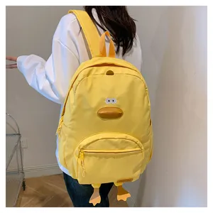 Zaino carino giallo a forma di anatra per ragazze, zainetto casual in tela molto divertente.
