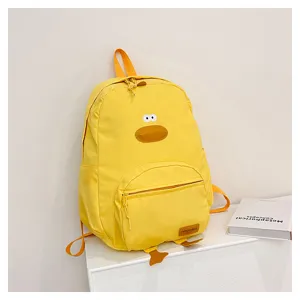 Zaino carino con papera gialla cartone animato per ragazze, borsa scolastica in tela.