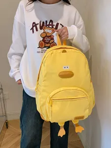 Zaino Scolastico da Donna in Stile Coreano con Anatra Cartoon Zaino in Nylon Carino Borsa da Viaggio per Studenti Casual