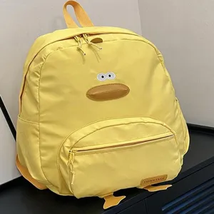 Zaino carino con papera gialla a cartone animato per ragazze, borsa scolastica in tela.