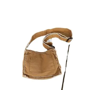 Sac bandoulière en toile effet vieilli vintage pour femme, sac à main décontracté.