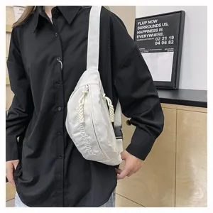Street style casual solid color chest bag trendy fashion waist bag couple cross body bag