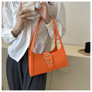 Borsa a tracolla arancione in feltro da donna, elegante borsa casual minimalista per tutti i giorni.