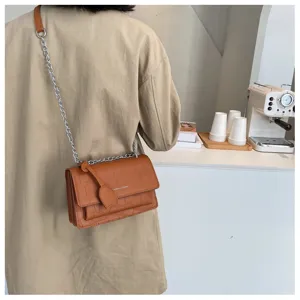 Women fashion stone pattern shoulder bag casual chic crossbody chain small square bag