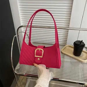Borsa a spalla in feltro rosa borsa sottobraccio donna minimalista quotidiano casual chic moda