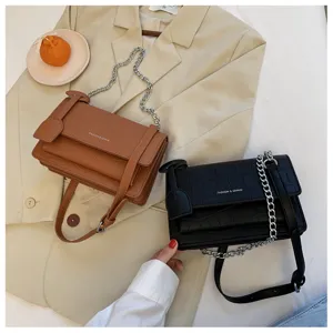 Women's stylish crocodile pattern chain square shoulder bag casual messenger handbag