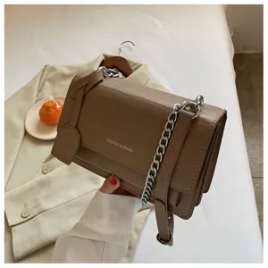Brown crocodile pattern chain shoulder bag stylish casual crossbody small square bag