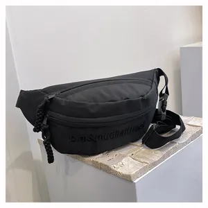 Street trend solid color chest bag fashion casual waist bag men women messenger bag.