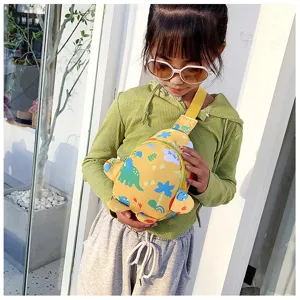 Cute cartoon dinosaur children chest bag, kids crossbody bag for daily outdoor activities.