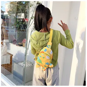 Cute kids cartoon dinosaur crossbody bag yellow chest bag stylish toddler outdoor casual backpack