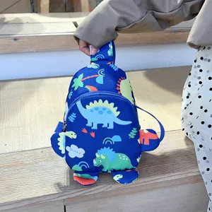 Cute cartoon dinosaur children chest bag kids sling backpack toddler outdoor casual bag