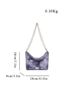 Stylish nylon hobo shoulder bag with rainbow butterfly print, chic chain strap, and compact size.