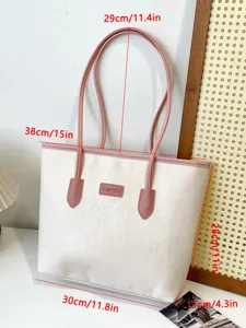 Large capacity color contrast tote bag women autumn new embossed fashion versatile shoulder bag