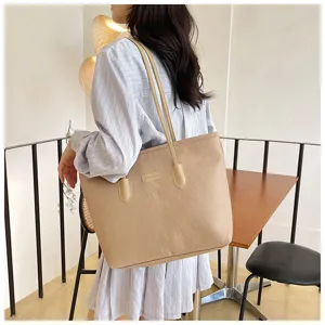 Women casual tote bag detail view, stylish embossed design, large capacity shoulder bag