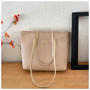 Casual large capacity pink embossed tote shoulder bag for women commute details view